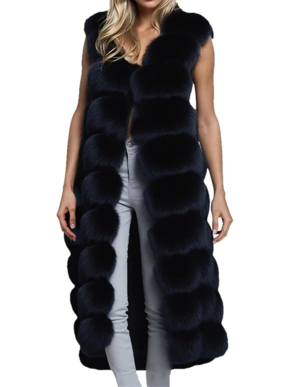 Cozy Women's Winter Sleeveless Faux Fur Vest Long Jacket - Stylish & Warm